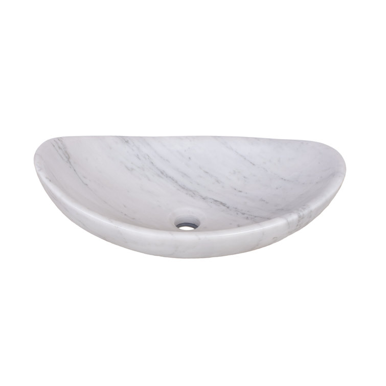 Carrara White Marble Oval Vessel Bathroom Sink