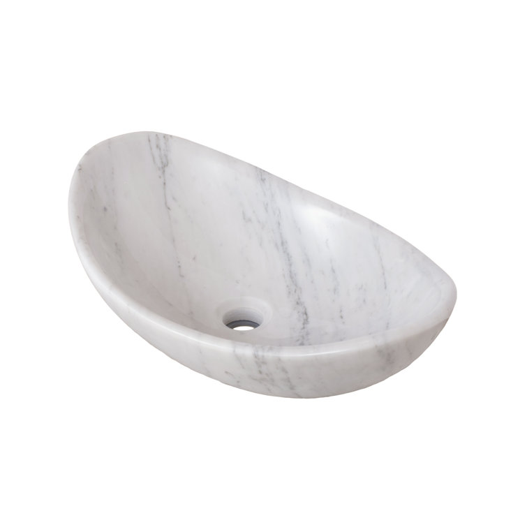 Carrara White Marble Oval Vessel Bathroom Sink
