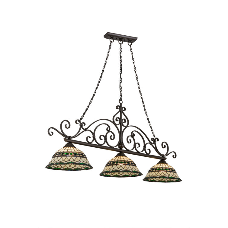 Elegant Bronze and Glass 55" Indoor/Outdoor Island Pendant