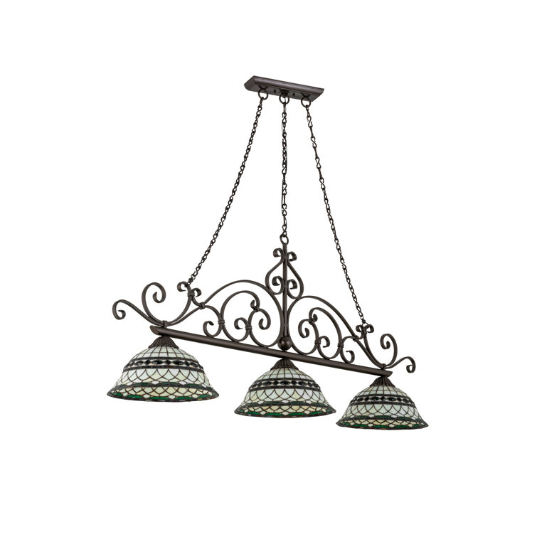 Elegant Bronze and Glass 55" Indoor/Outdoor Island Pendant