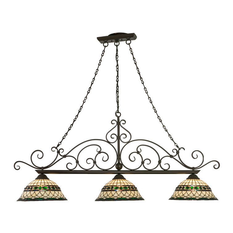 Elegant Bronze and Glass 55" Indoor/Outdoor Island Pendant