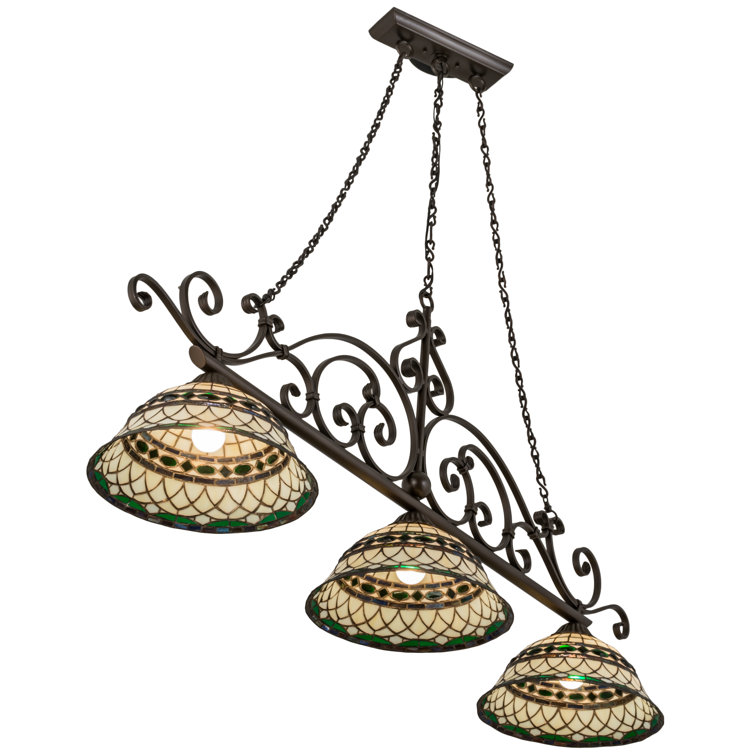 Elegant Bronze and Glass 55" Indoor/Outdoor Island Pendant