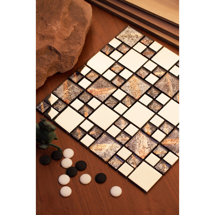 Purple and Silver Polished Glass Mosaic Tile Sheet