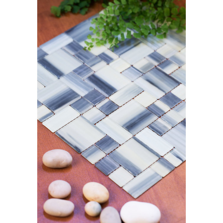 Stella White and Black Glass Mosaic Tile Sheet