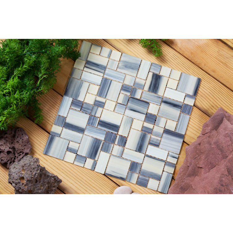 Stella White and Black Glass Mosaic Tile Sheet