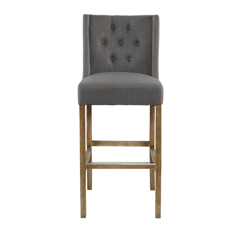 Transitional Avah Swivel Bar & Counter Stool in Brown Wood & Metal