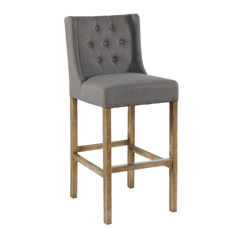 Transitional Avah Swivel Bar & Counter Stool in Brown Wood & Metal
