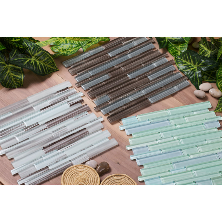 White Glass Linear Mosaic Tile Sheet for Kitchen and Bathroom