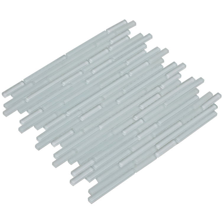White Glass Linear Mosaic Tile Sheet for Kitchen and Bathroom