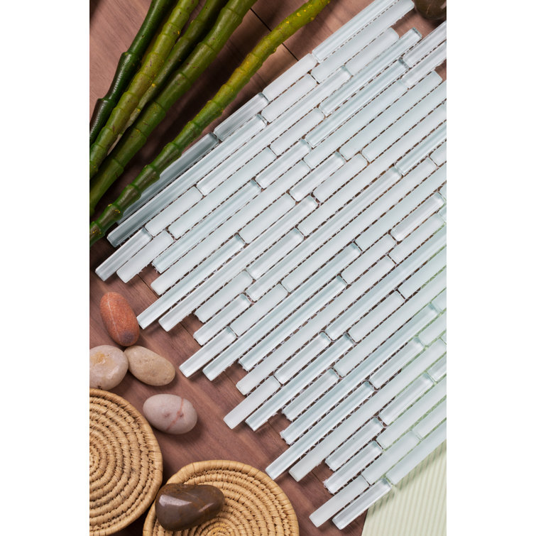 White Glass Linear Mosaic Tile Sheet for Kitchen and Bathroom