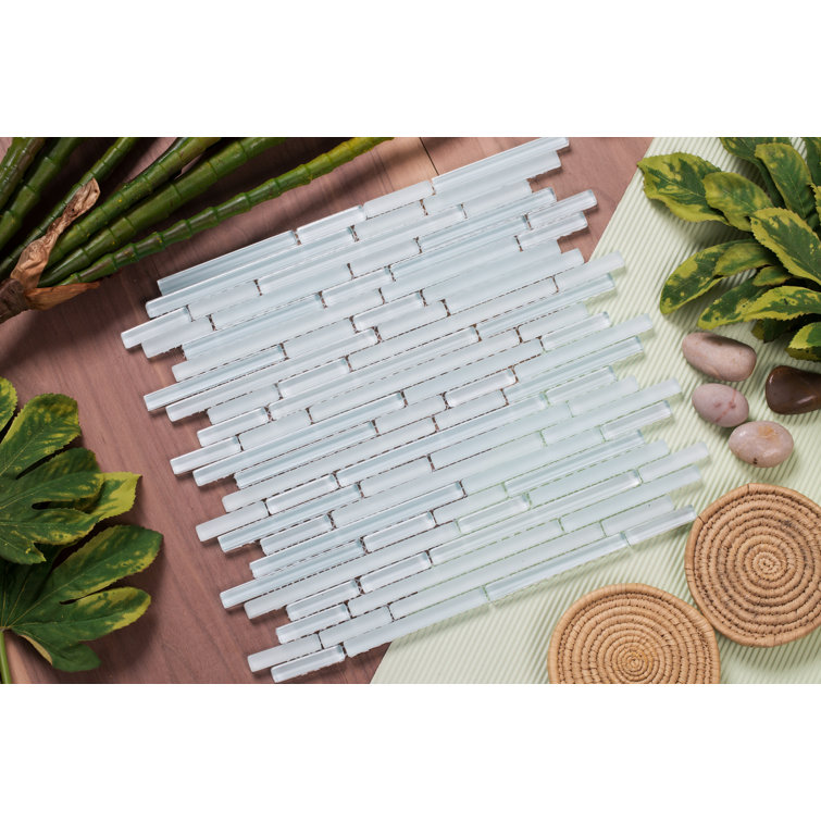 White Glass Linear Mosaic Tile Sheet for Kitchen and Bathroom