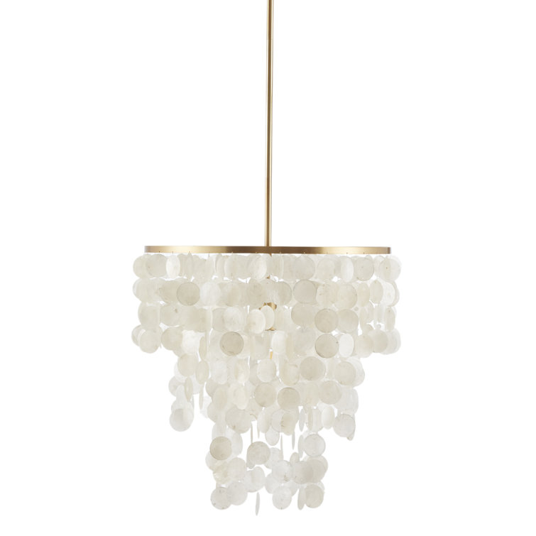 Isla Capiz Shell Elegance Chandelier with Gold Accents