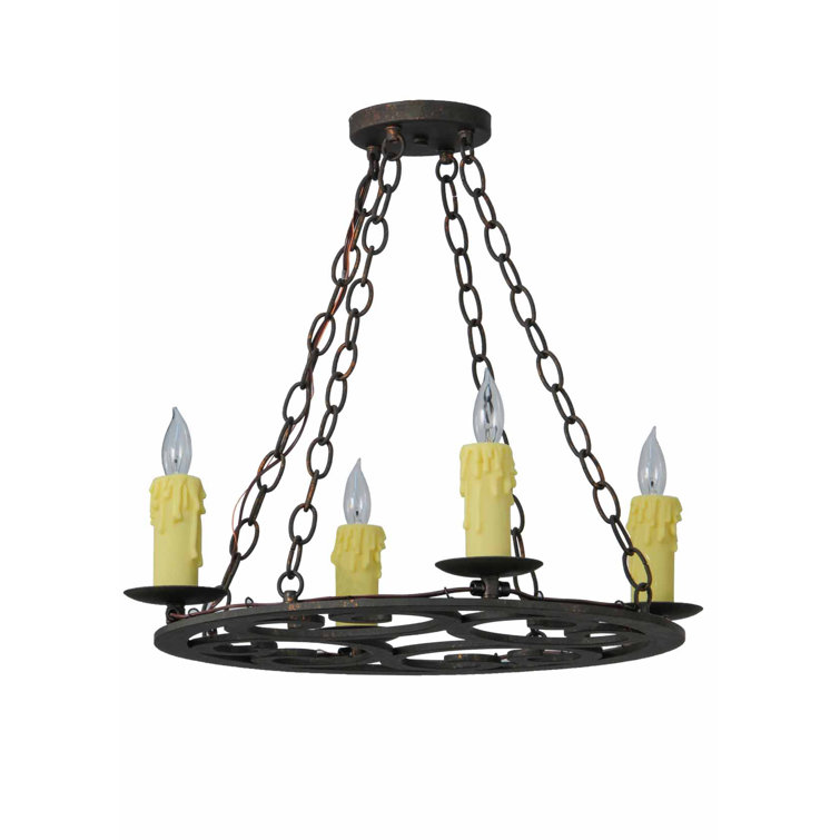 Mini Brass 4-Light Chandelier with Faux Ivory Candlelights