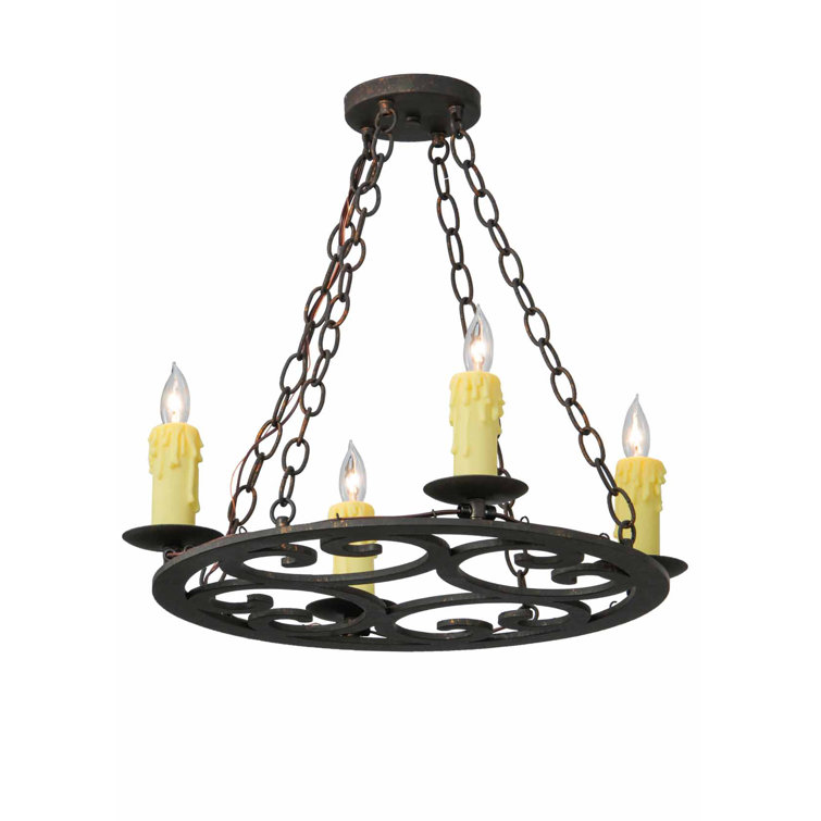 Mini Brass 4-Light Chandelier with Faux Ivory Candlelights