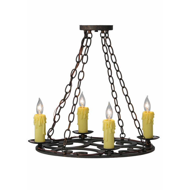 Mini Brass 4-Light Chandelier with Faux Ivory Candlelights