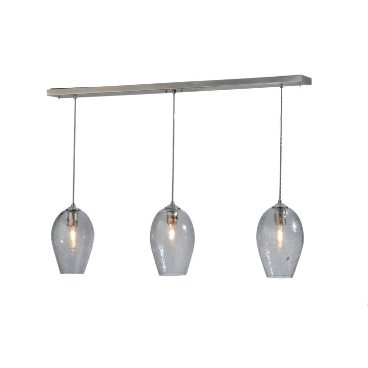 Elegant Brushed Nickel 3-Light Globe Island Pendant with Glass Orbs