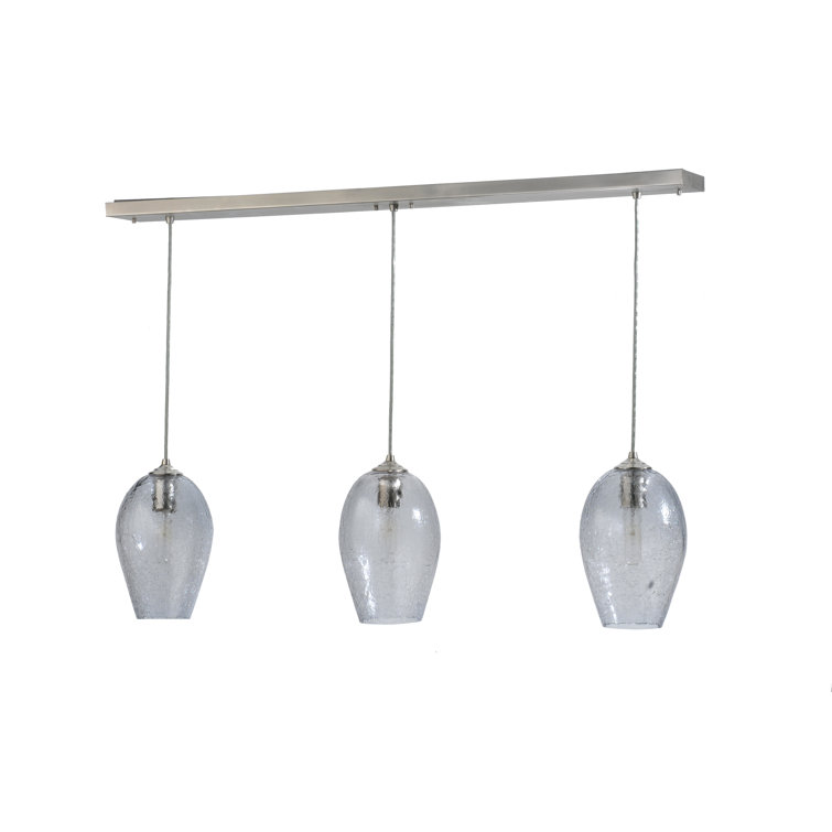Elegant Brushed Nickel 3-Light Globe Island Pendant with Glass Orbs
