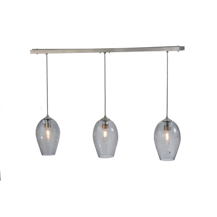 Elegant Brushed Nickel 3-Light Globe Island Pendant with Glass Orbs
