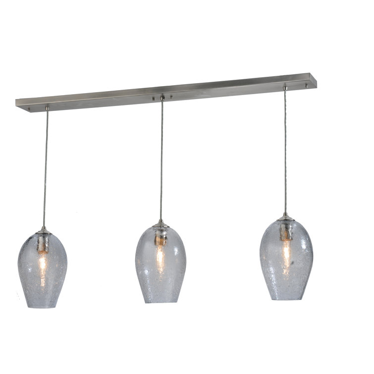 Elegant Brushed Nickel 3-Light Globe Island Pendant with Glass Orbs