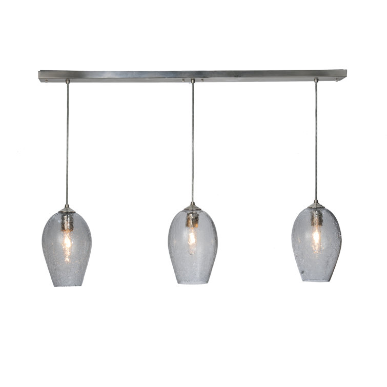 Elegant Brushed Nickel 3-Light Globe Island Pendant with Glass Orbs