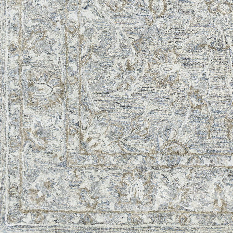 Denim and Taupe Handwoven Wool Blend Area Rug, 7' x 9'