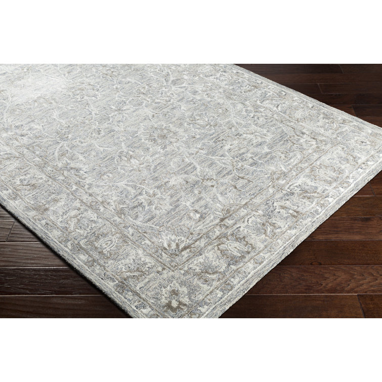 Denim and Taupe Handwoven Wool Blend Area Rug, 7' x 9'