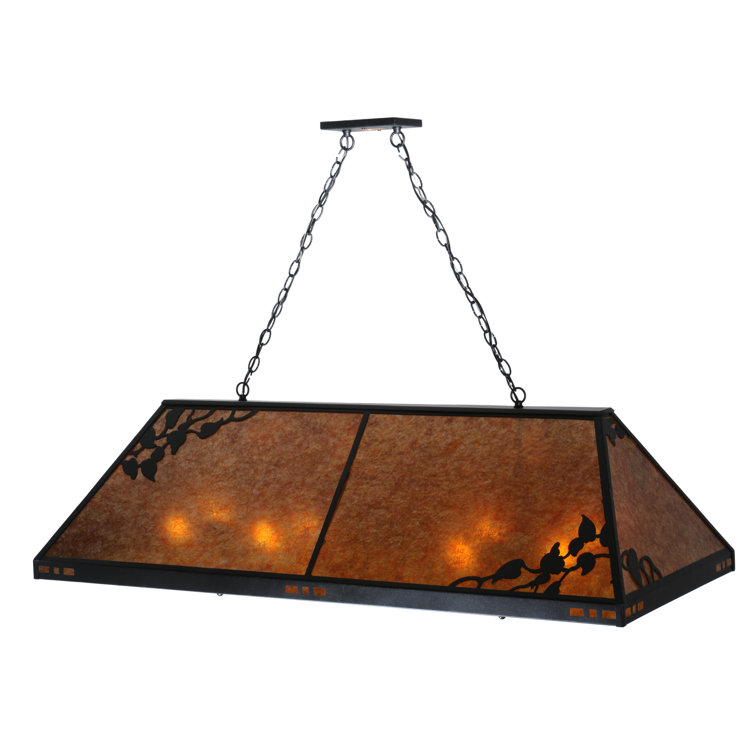 Black and Amber 8-Light Glass Island Pendant
