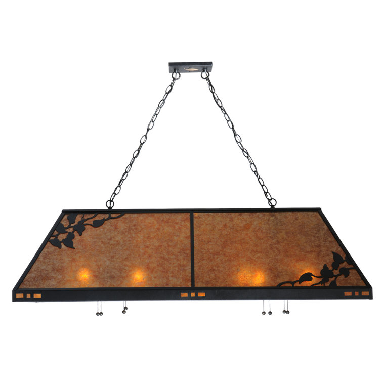 Black and Amber 8-Light Glass Island Pendant