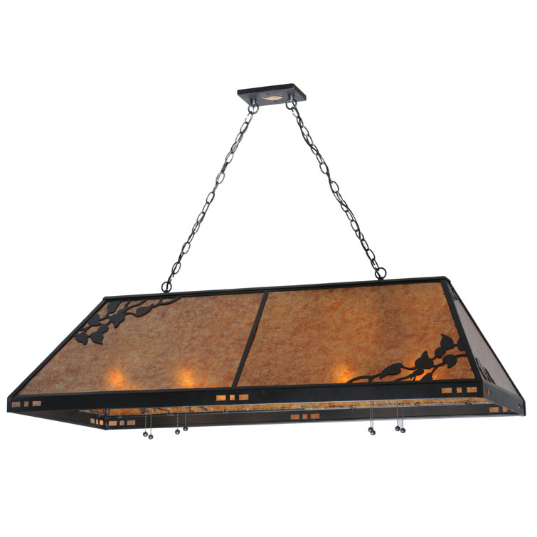 Black and Amber 8-Light Glass Island Pendant
