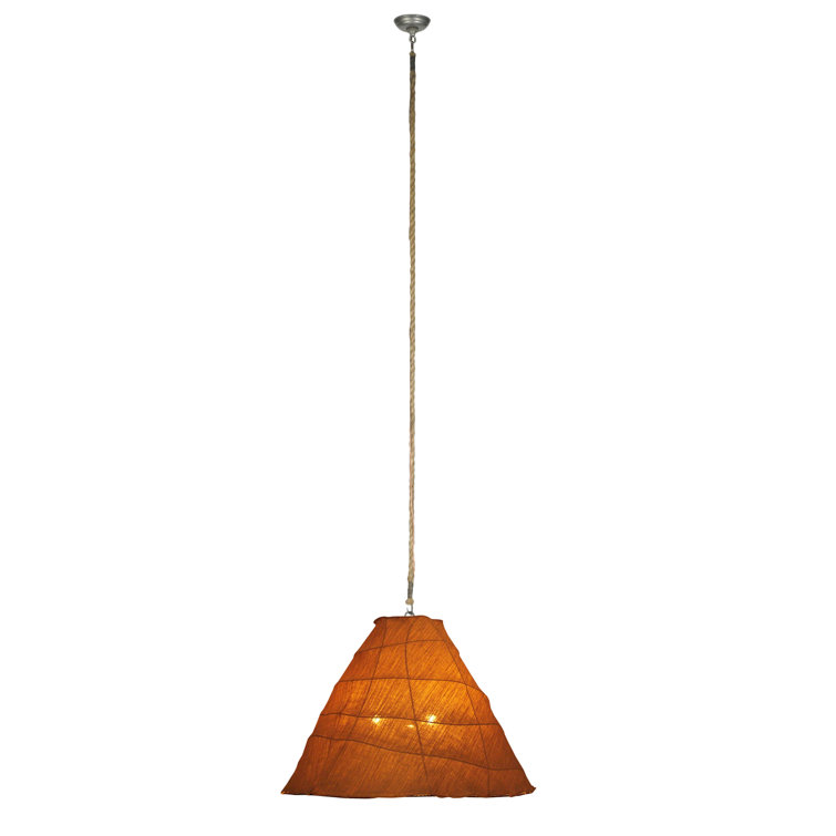 Cinnamon Burlap Textured 3-Light Pendant in Oil Rubbed Bronze