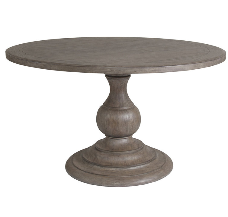 Grigio Round Pedestal Dining Table with Mahogany Veneer