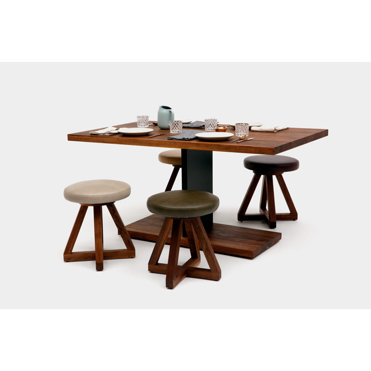 Contemporary Oak Wood Rectangular Dining Table for 6