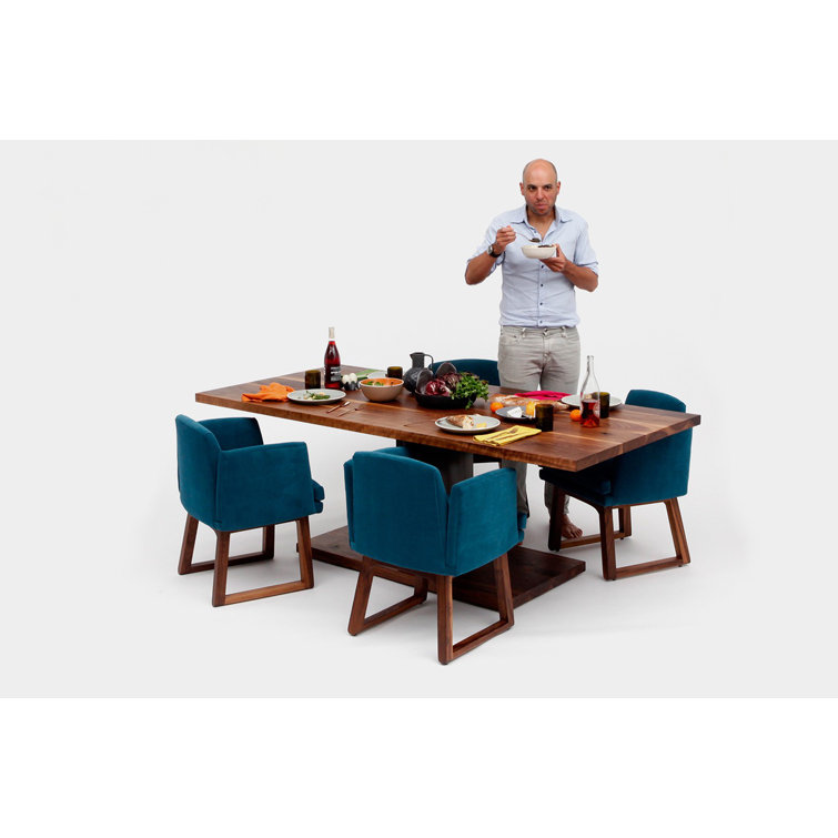 Contemporary Oak Wood Rectangular Dining Table for 6