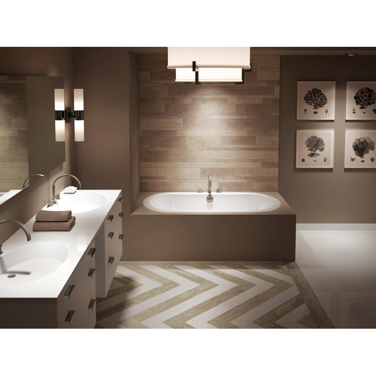 Anza 66" x 36" White Acrylic Oval Drop-in Bathtub with Jets