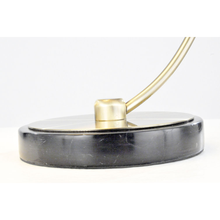 Luna Bella Weathered Brass Arc Desk Lamp with Matte Black Steel