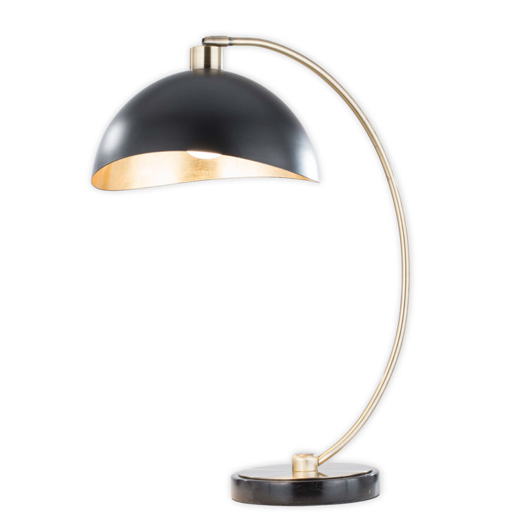 Luna Bella Weathered Brass Arc Desk Lamp with Matte Black Steel