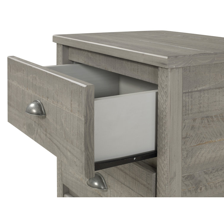 Baja Rustic Grey Solid Pine 2-Drawer Nightstand