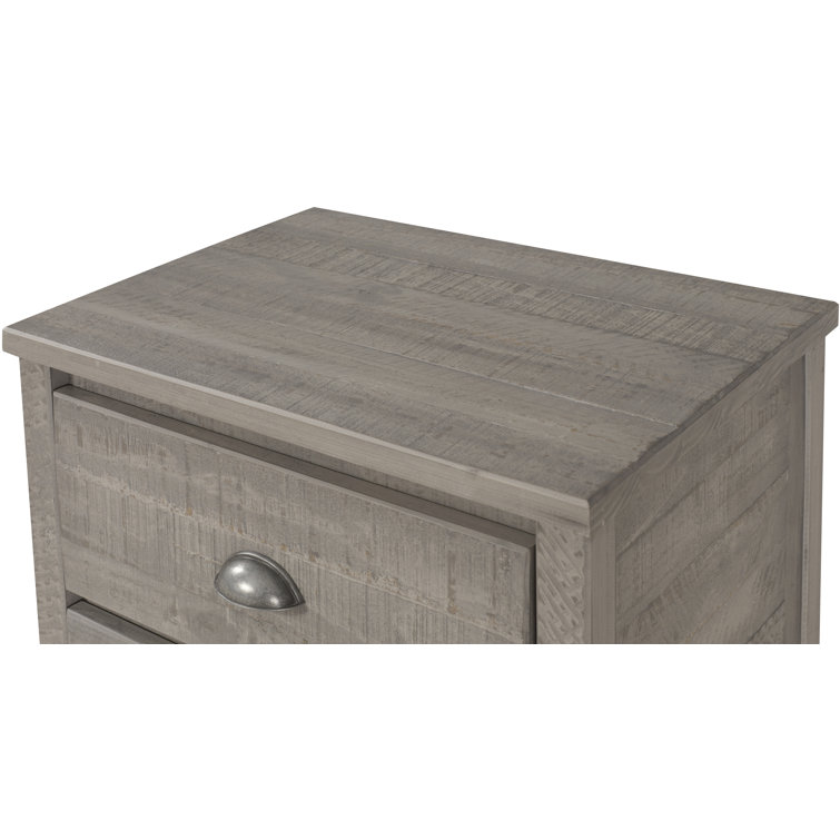 Baja Rustic Grey Solid Pine 2-Drawer Nightstand