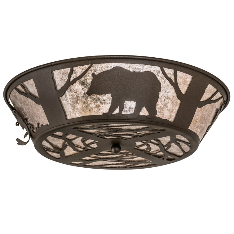 Rustic 22.5" Cafe Noir Glass Flush Mount Light