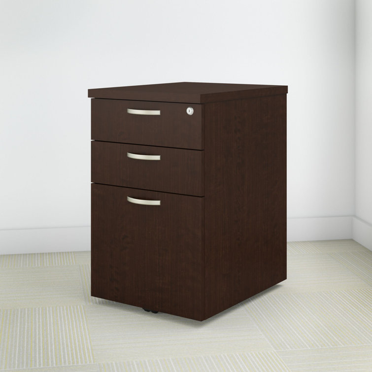 Mocha Cherry Compact 3-Drawer Mobile Legal File Cabinet