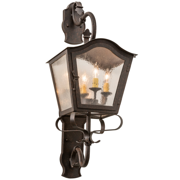 Cajun Spice Brown 4-Light Outdoor Wall Sconce with Clear Seeded Glass