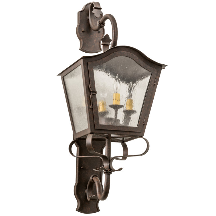 Cajun Spice Brown 4-Light Outdoor Wall Sconce with Clear Seeded Glass