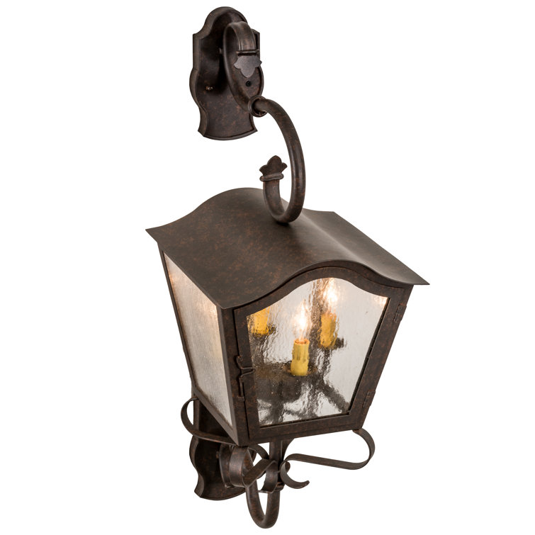 Cajun Spice Brown 4-Light Outdoor Wall Sconce with Clear Seeded Glass