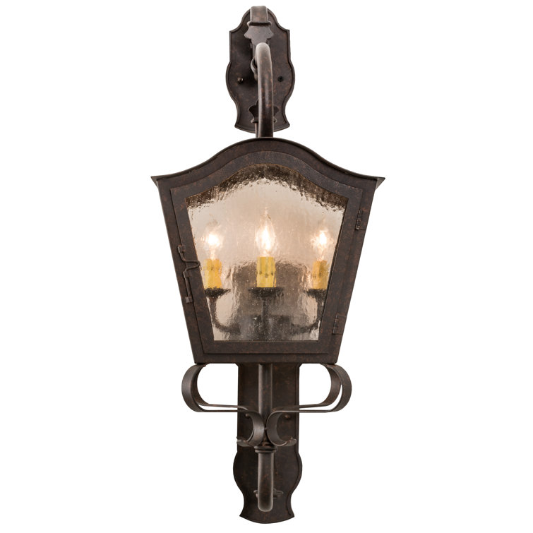 Cajun Spice Brown 4-Light Outdoor Wall Sconce with Clear Seeded Glass