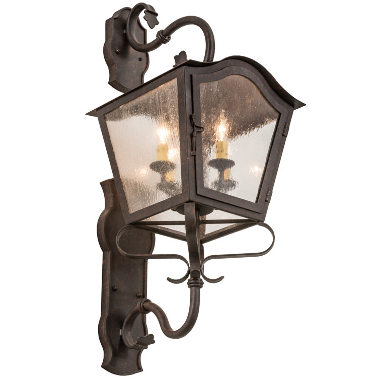 Cajun Spice Brown 4-Light Outdoor Wall Sconce with Clear Seeded Glass