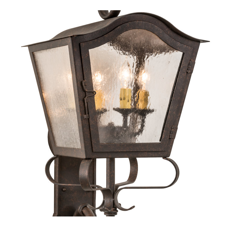 Cajun Spice Brown 4-Light Outdoor Wall Sconce with Clear Seeded Glass