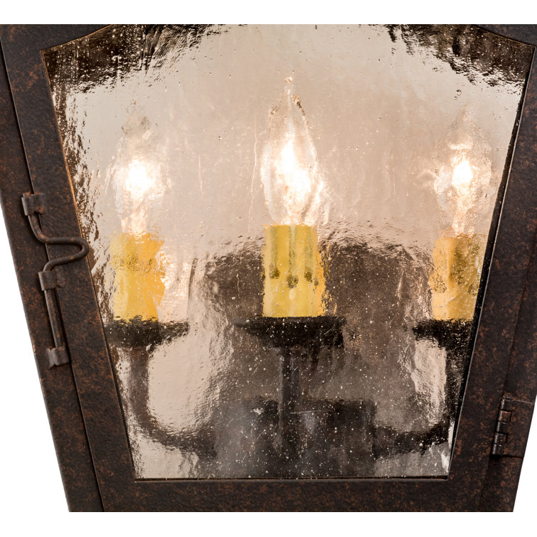 Cajun Spice Brown 4-Light Outdoor Wall Sconce with Clear Seeded Glass