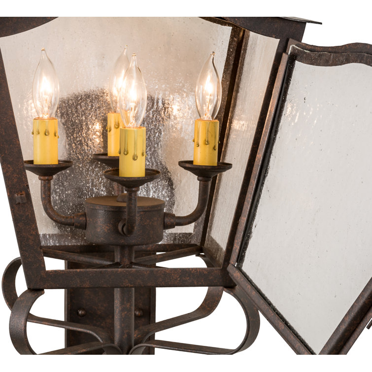 Cajun Spice Brown 4-Light Outdoor Wall Sconce with Clear Seeded Glass