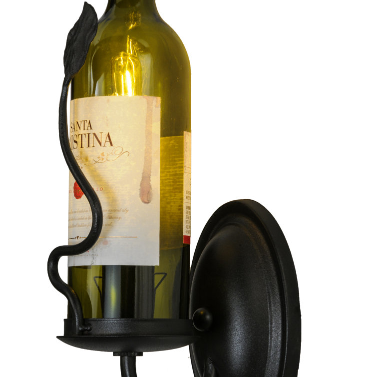 Tuscan Vineyard 1-Light Black Wine Bottle Wall Sconce