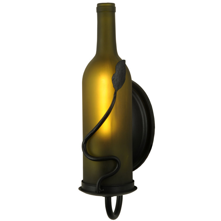 Metro Fusion 1-Light Dimmable Black Wine Bottle Wall Sconce